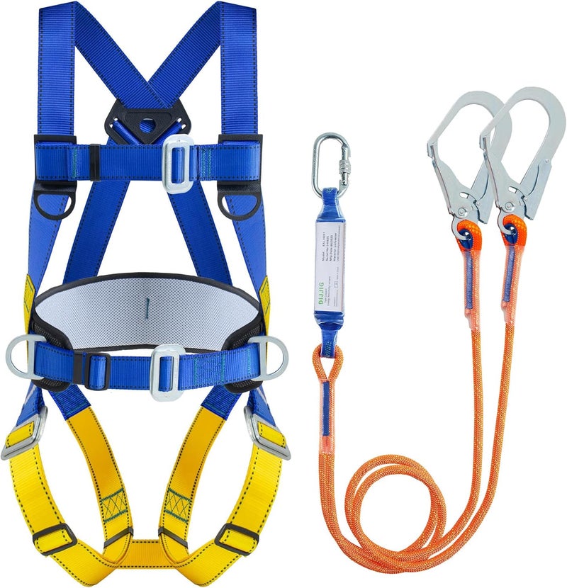 DIJJIG Universal Full Body Fall Protection Safety Harness with Dorsal D-Ring and Mating Buckle Legs，roofing harness construction harness ANSI/ASSP Compliant,internal Shock Absorbing landyard&Hook - Image 1